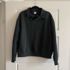 Zara Dark Green Collared Sweatshirt